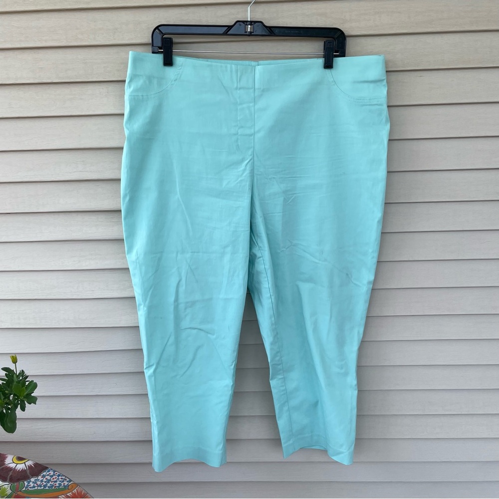 Style & Co Pull On Mid Rise Stretch Capri Pants in Aqua Size XL